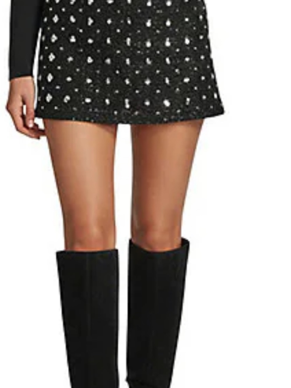 Gianni Bini Black Mini Skirt with Silver Dot Embellishment
